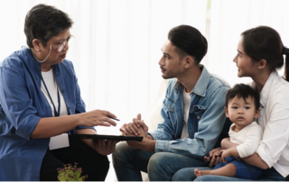 Real estate broker consult with a client
